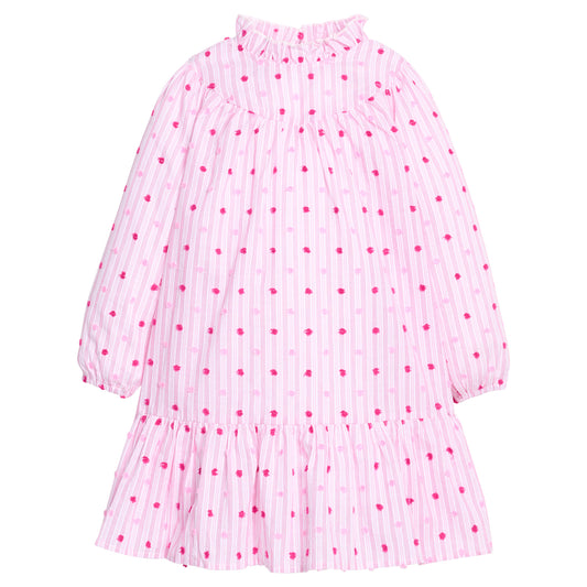 Jody Dress - Magenta Clip Dot Stripe