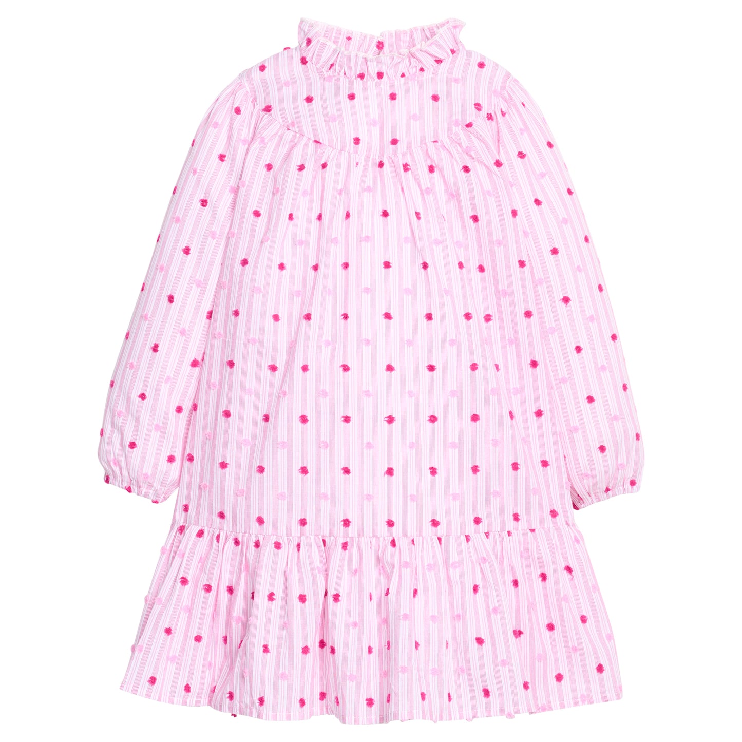 Jody Dress - Magenta Clip Dot Stripe