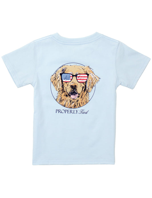 Boys Patriot Dog Short Sleeve Periwinkle