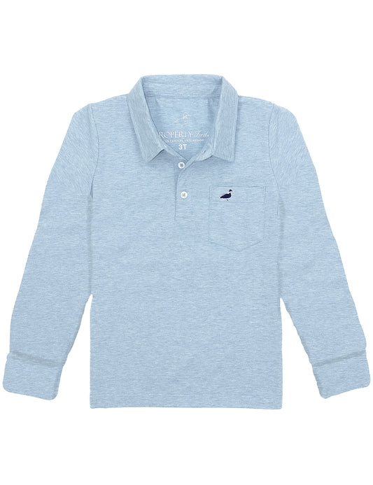 Boys Harrison Pocket Polo Long Sleeve Moon Blue