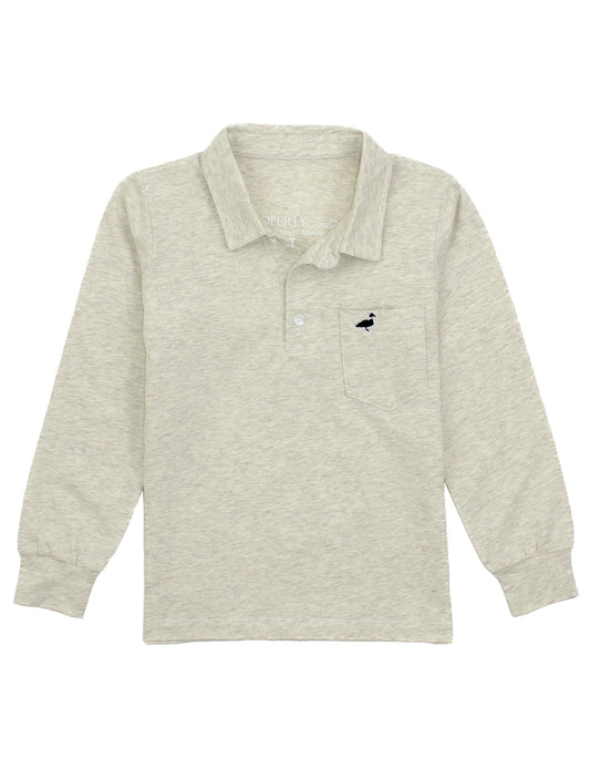 Boys Harrison Pocket Polo Long Sleeve Oatmeal