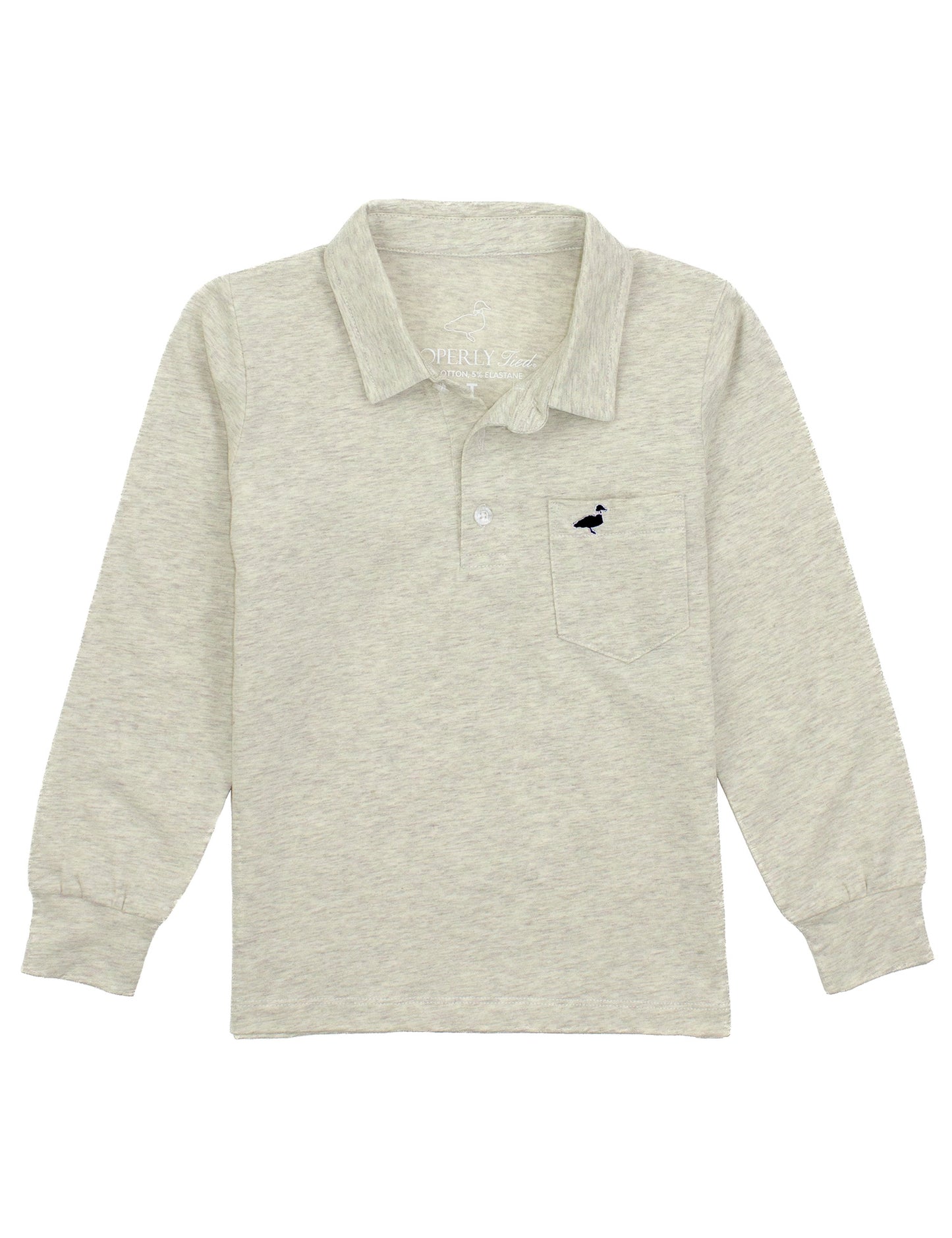 Boys Harrison Pocket Polo Long Sleeve Oatmeal