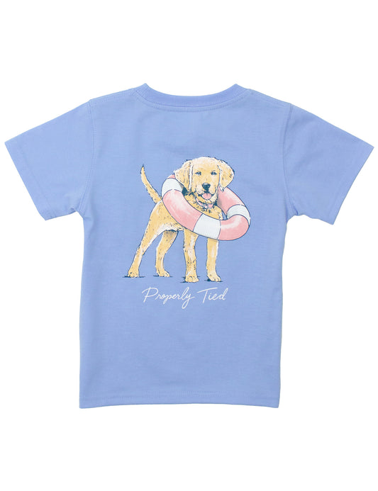 Girls Lifeguard Pup Short Sleeve Light Blue
