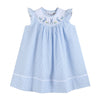 Light Blue Seersucker Easter Bunny Smocked Bishop