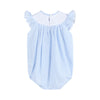 Light Blue Seersucker Easter Bunny Smocked Flutter Romper