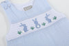 Light Blue Seersucker Easter Bunny Smocked Overalls