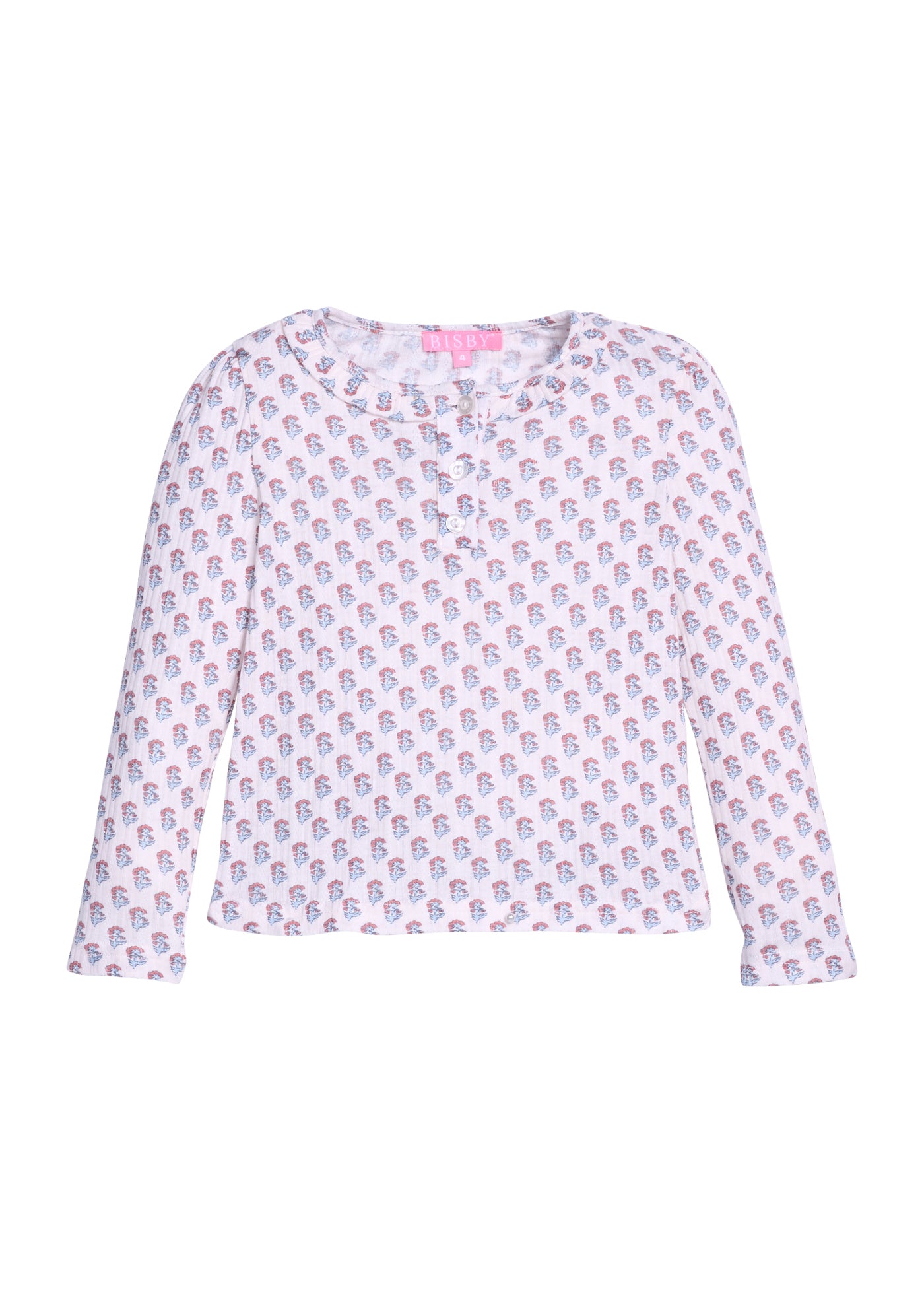 Long Sleeved Henley Tee - Verbier Pointelle Floral