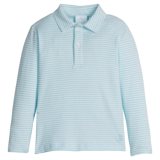 Long Sleeve Polo - Sky Stripe