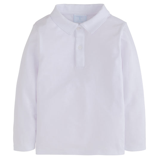 Long Sleeve Polo - White