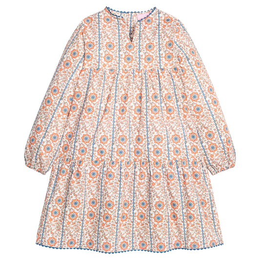 Long Sleeve Positano Dress - Verbier Vines Orange