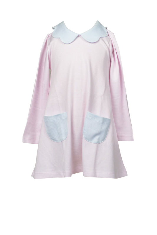 Pink Stripe Aline Scallop Dress