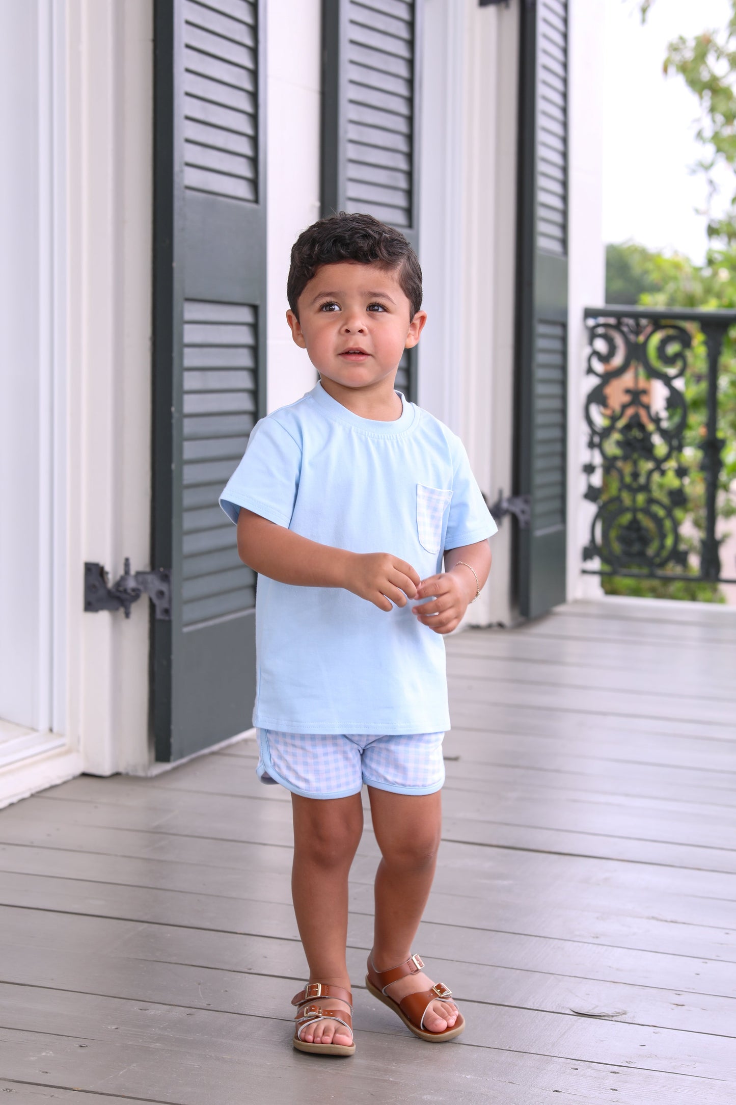 Madden Short Set - Light Blue Gingham