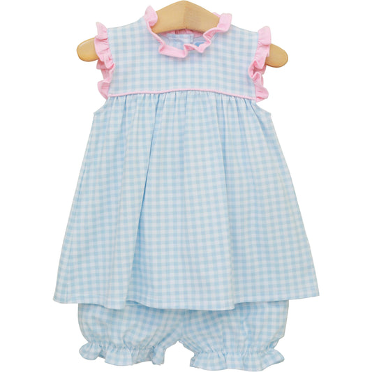 Meredith Bloomer Set - Light Blue Gingham/Light Pink