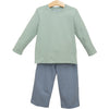 Miller Pants Set - Blue Stripes with Sage