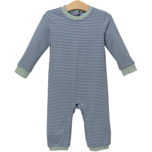 Miller Romper - Blue Stripes with Sage