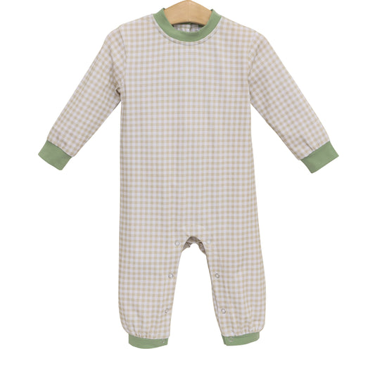 Miller Romper - Khaki Gingham/Sage