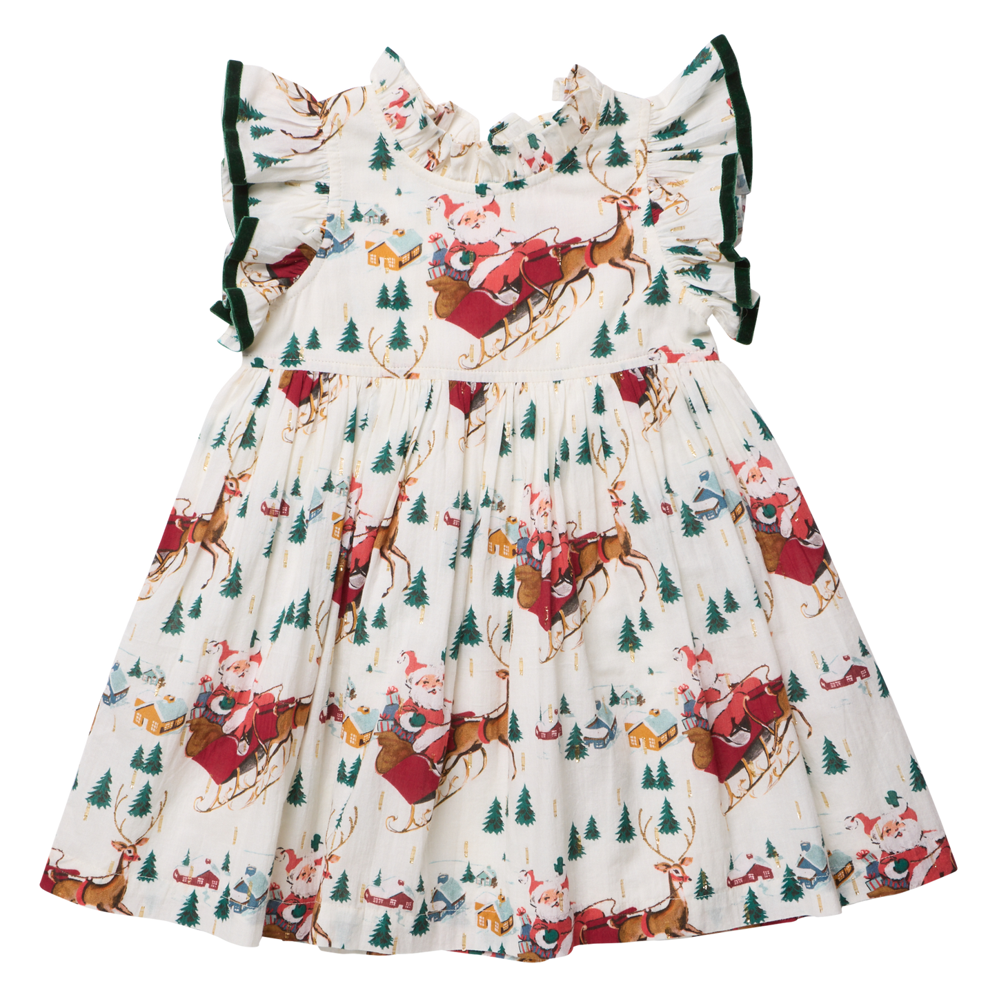 Girls Jennifer Dress - Santa Sleigh