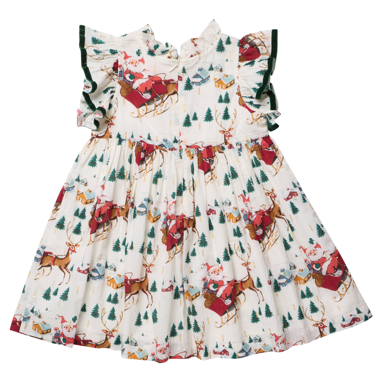 Girls Jennifer Dress - Santa Sleigh