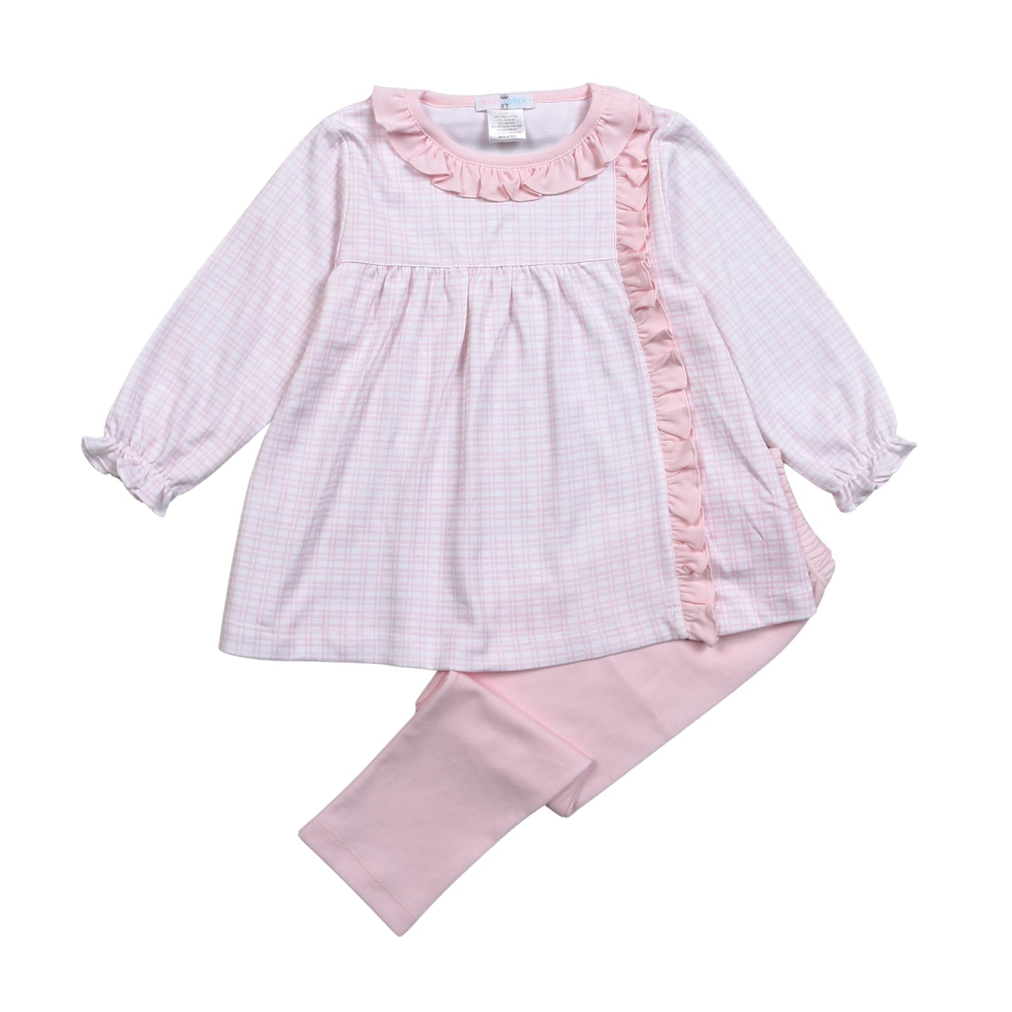 Pink Plaid Pima Pants Set