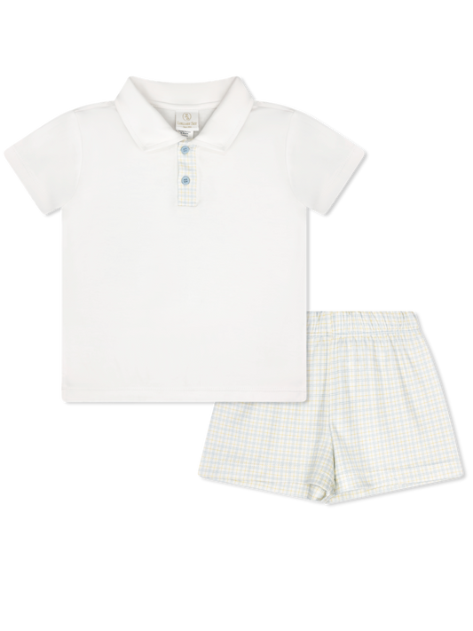 Parker Polo Short Set - Cornflower Check