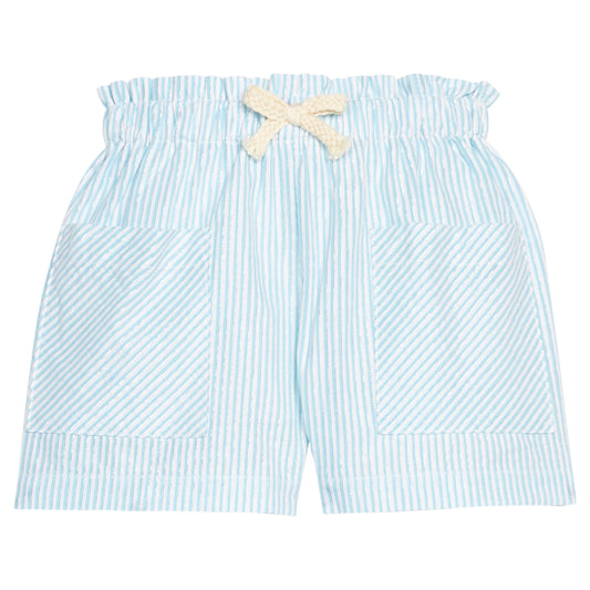 Patch Pocket Shorts - Aqua Sparkle Seersucker