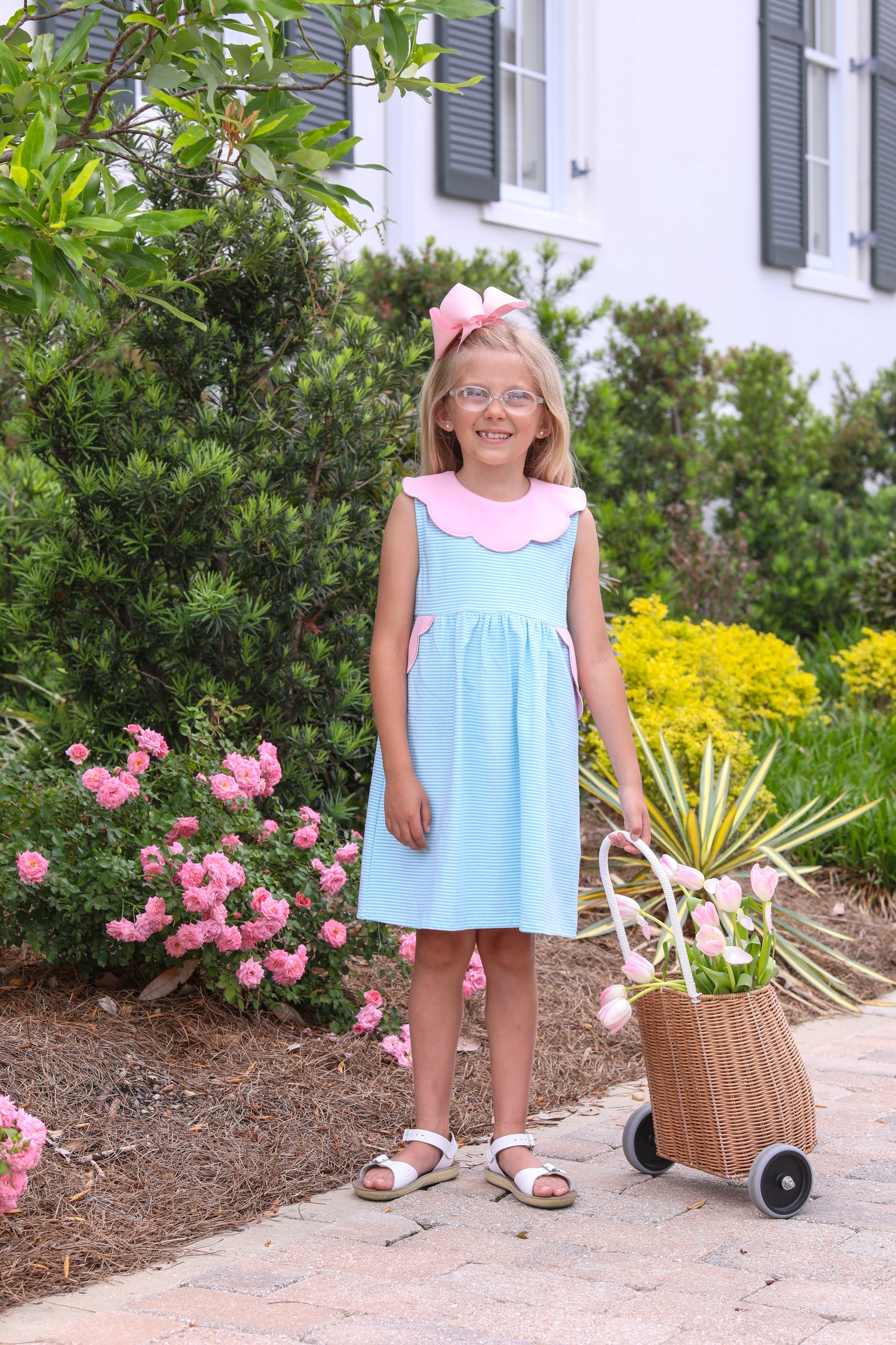 Penelope Dress - Mint Stripe/Light Pink