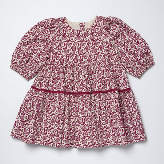 Girls Maribelle Dress - Burgundy Climbing Floral