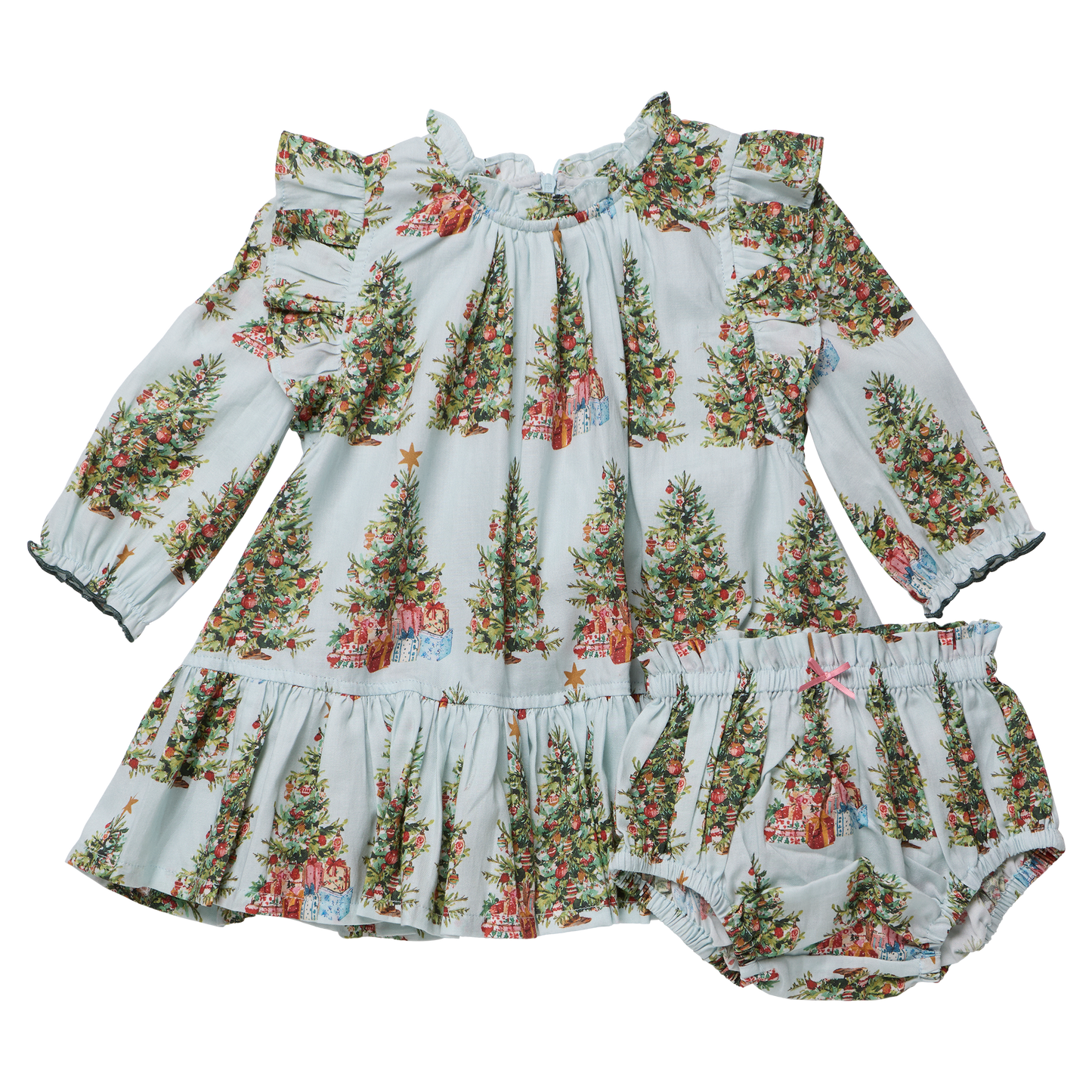 Baby Girls Harper Dress Set - Trees and Presents