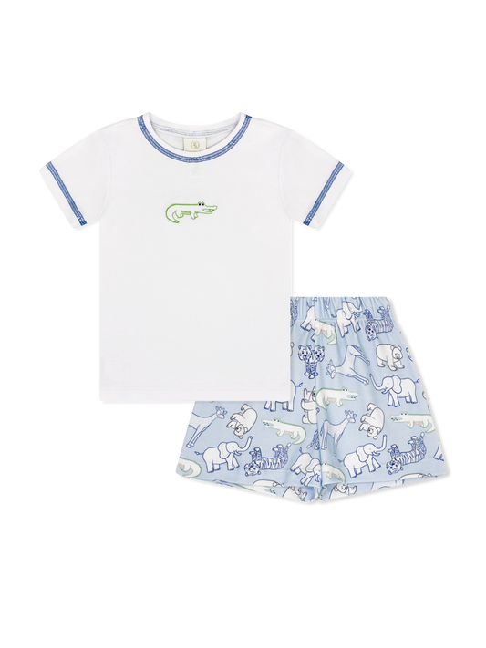 Preston Short Set - They All Asked for You - Custom Zoo Print - Blue