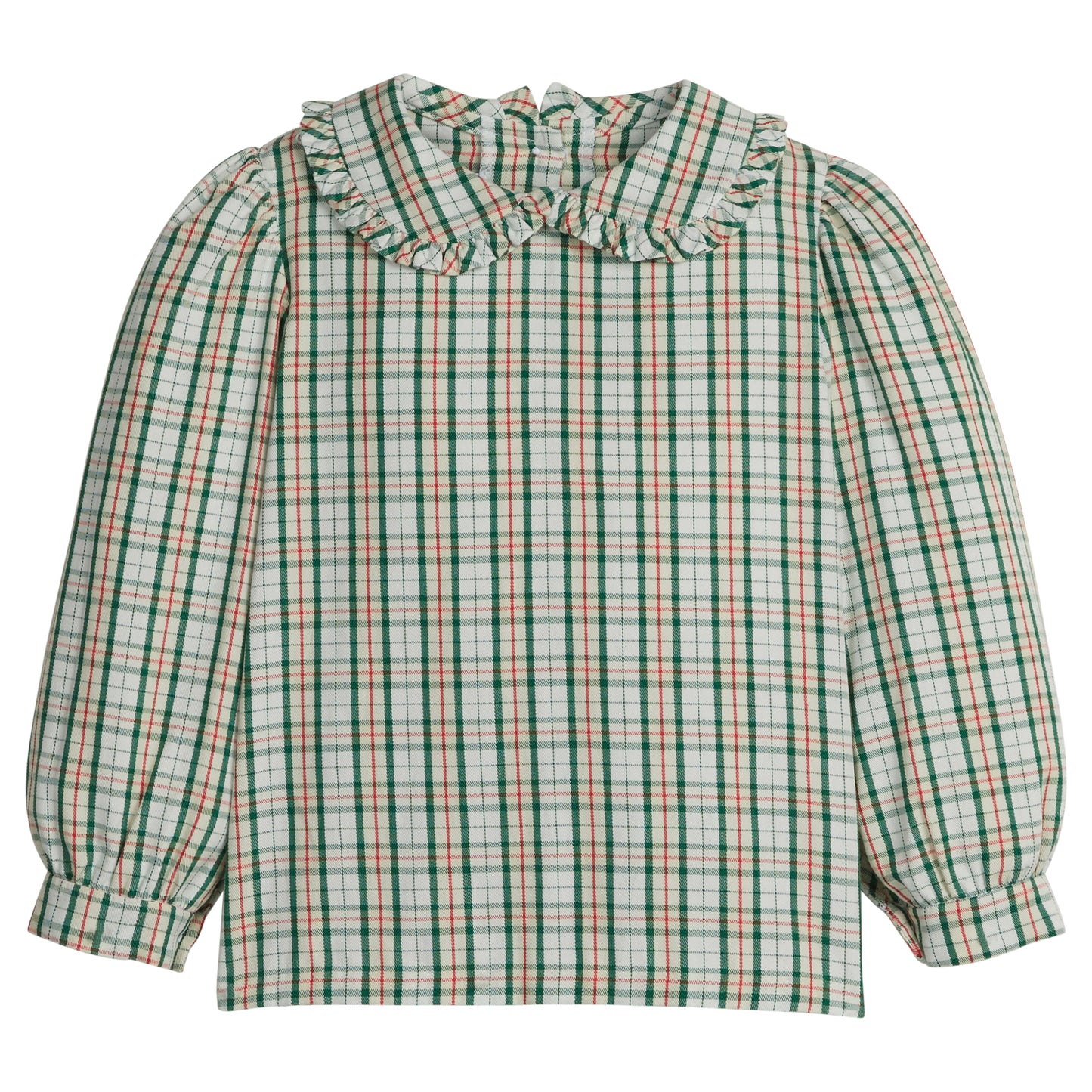 Ruffled Peter Pan Blouse - Mistletoe Tartan