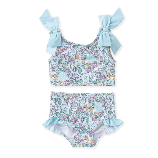 2 Piece Blue Floral Swimsuit