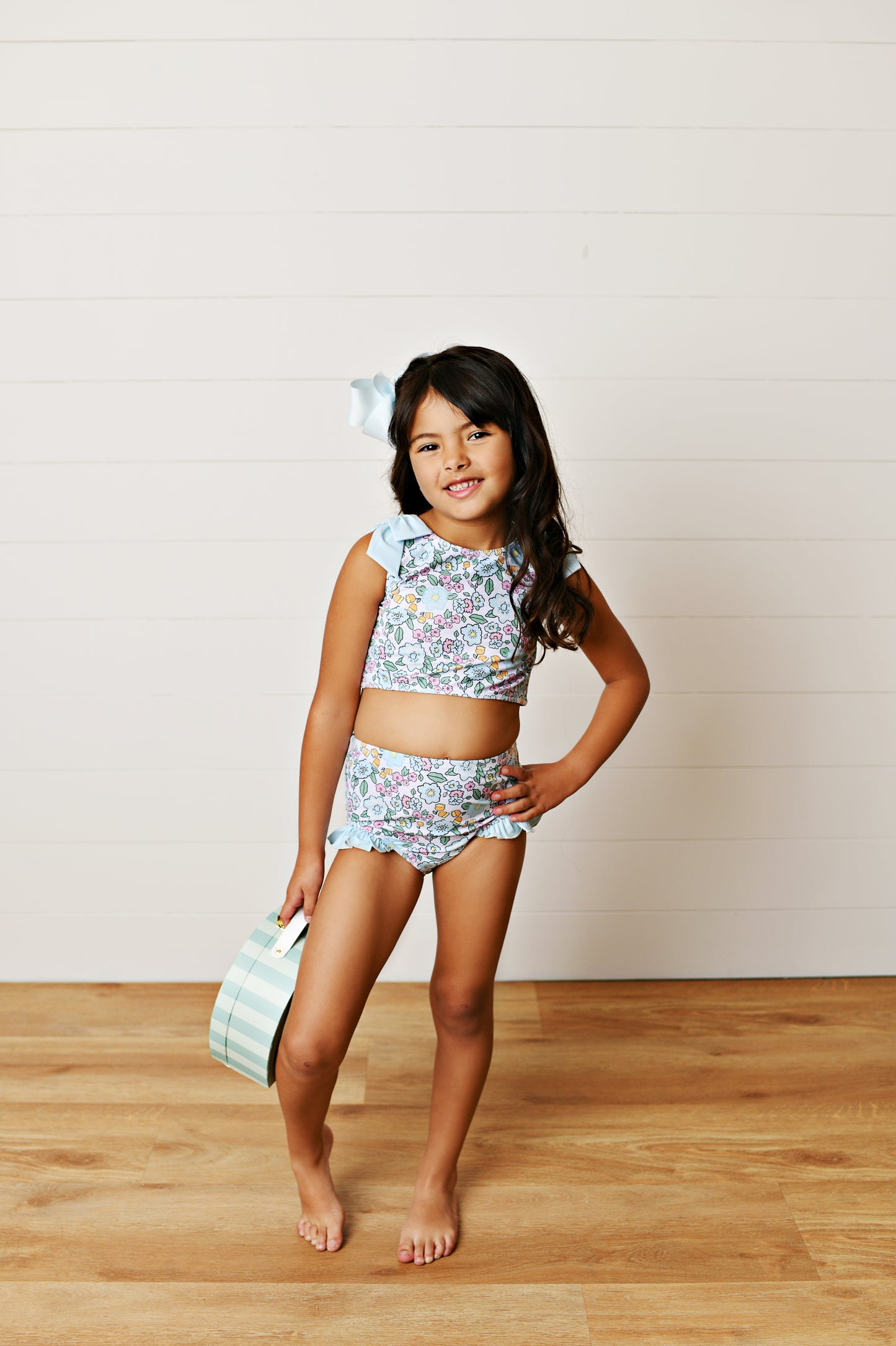 2 Piece Blue Floral Swimsuit