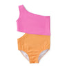 Pink and Orange One Piece Cutout Swimsuit