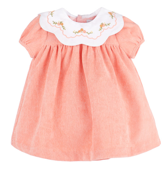 Pumpkin Cord Scallop Dress - Orange