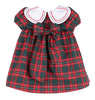 Sophie & Lucas Girls Red & Green Holiday Plaid Dress - Embroidered Petal Collar