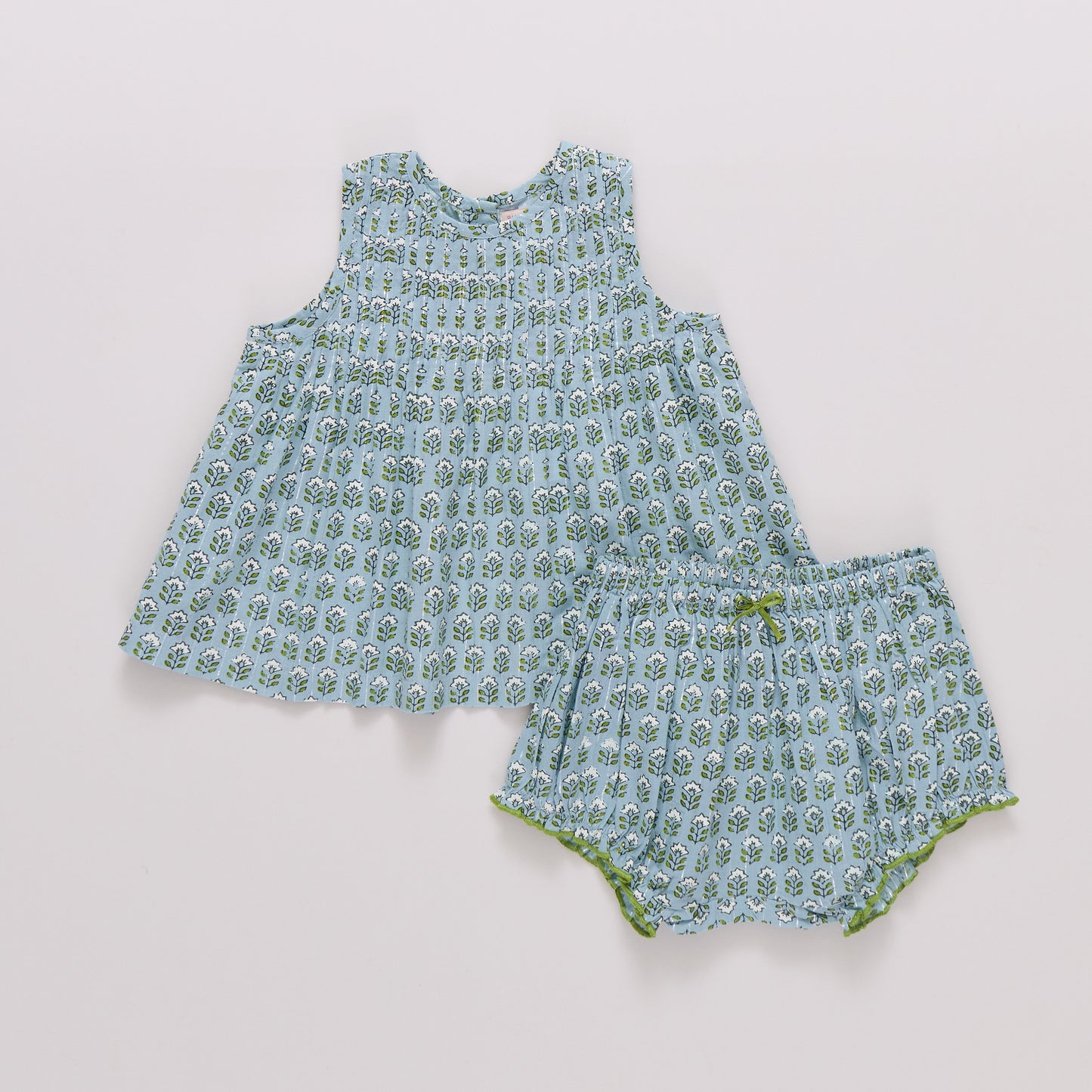 Baby Girls Jaipur 2-Piece Set - Blue Prairie Block Print