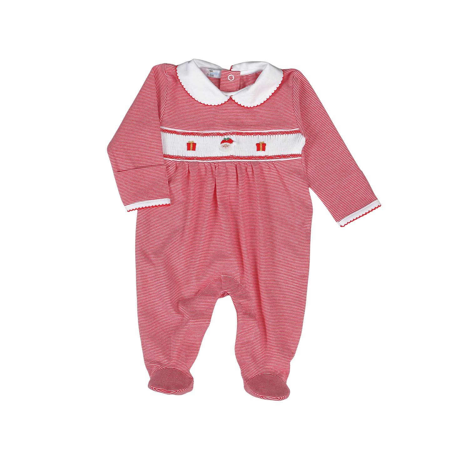 Red Christmas Rocking Horse Hand Smocked Pima Footie