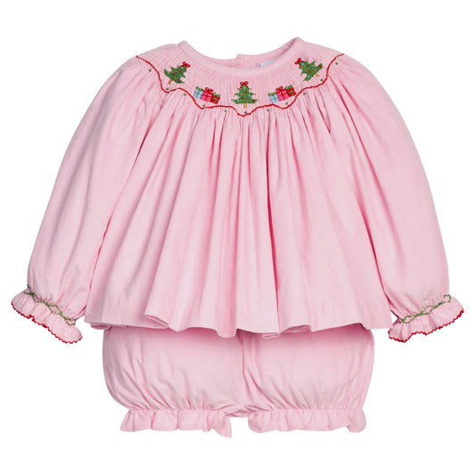 Smocked Bishop Bloomer Set - Holly Days