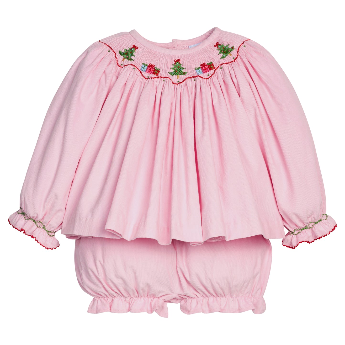 Smocked Bishop Bloomer Set - Holly Days