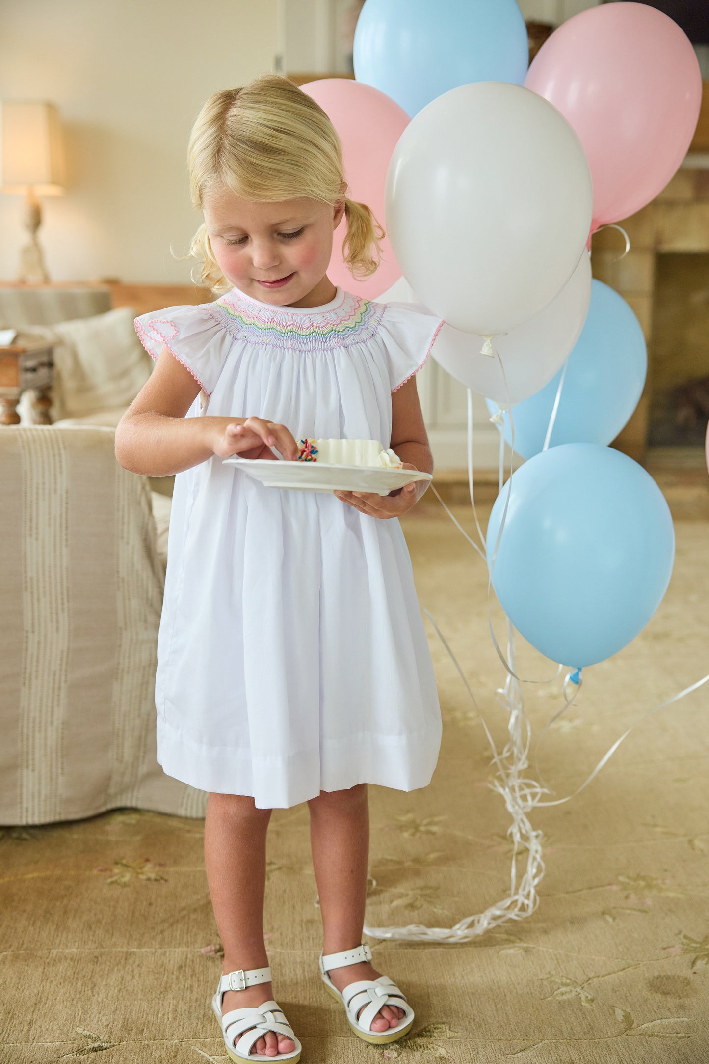 Smocked Bishop Dress - Rainbow