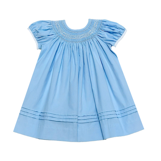 Sweetly Smocked Billie Bishop Dress, Light Blue Cord