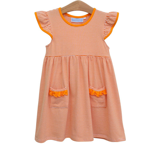 Lucy Game Day Dress - Orange Stripe