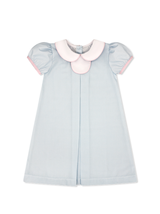 Timeless Tab Dress - Baby Blue Minigingham
