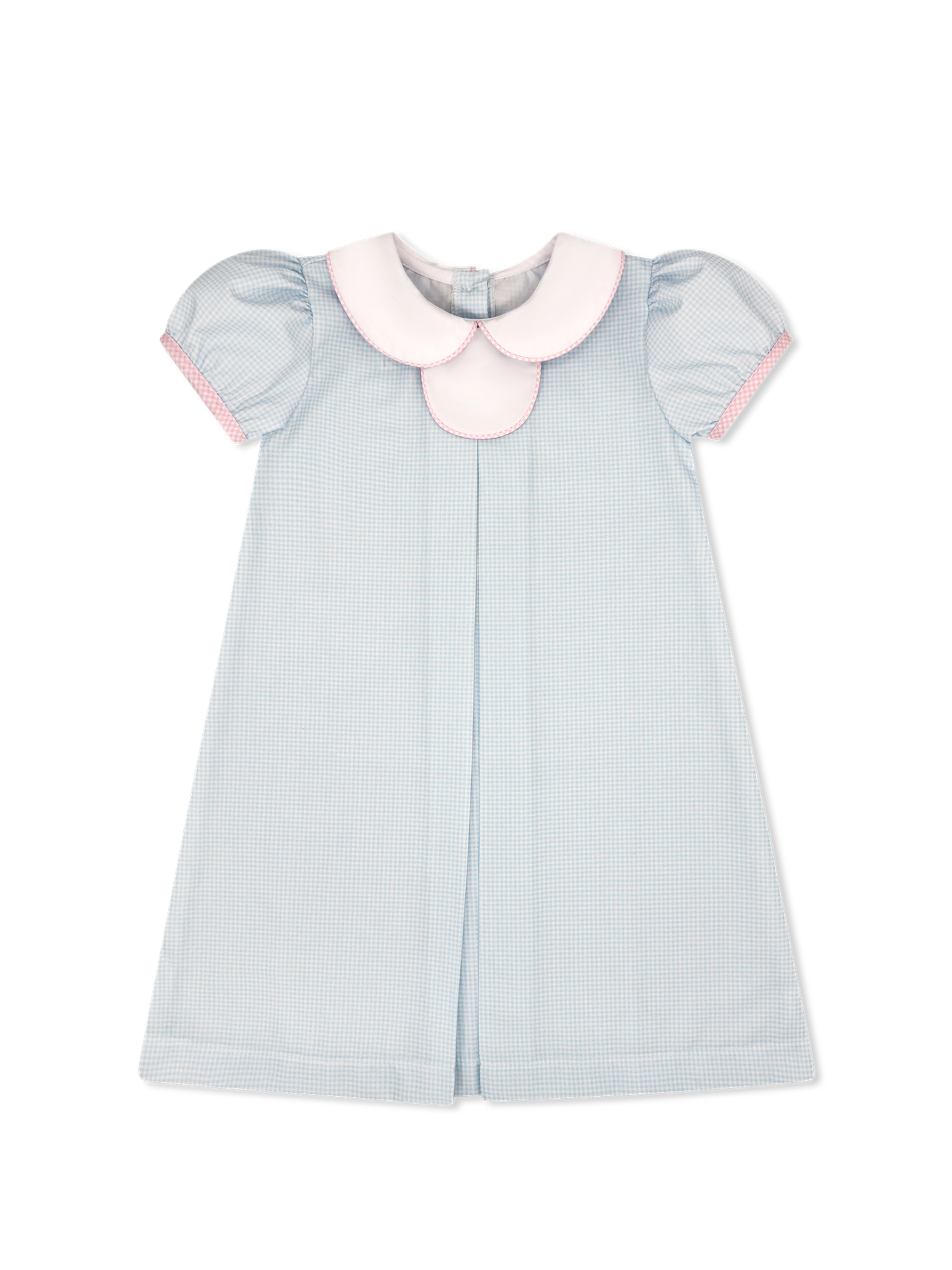 Timeless Tab Dress - Baby Blue Minigingham