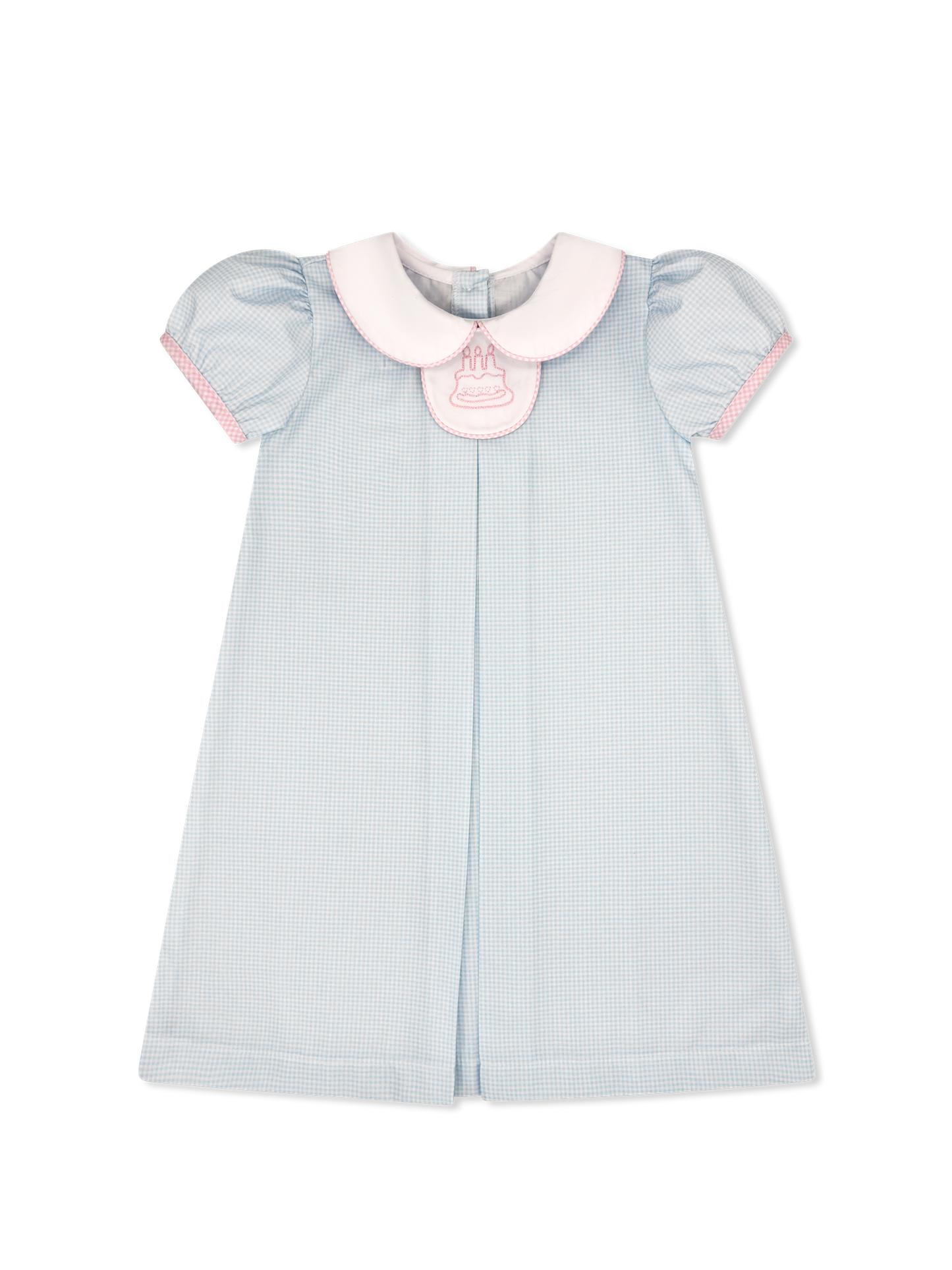 Timeless Tab Dress - Baby Blue Minigingham
