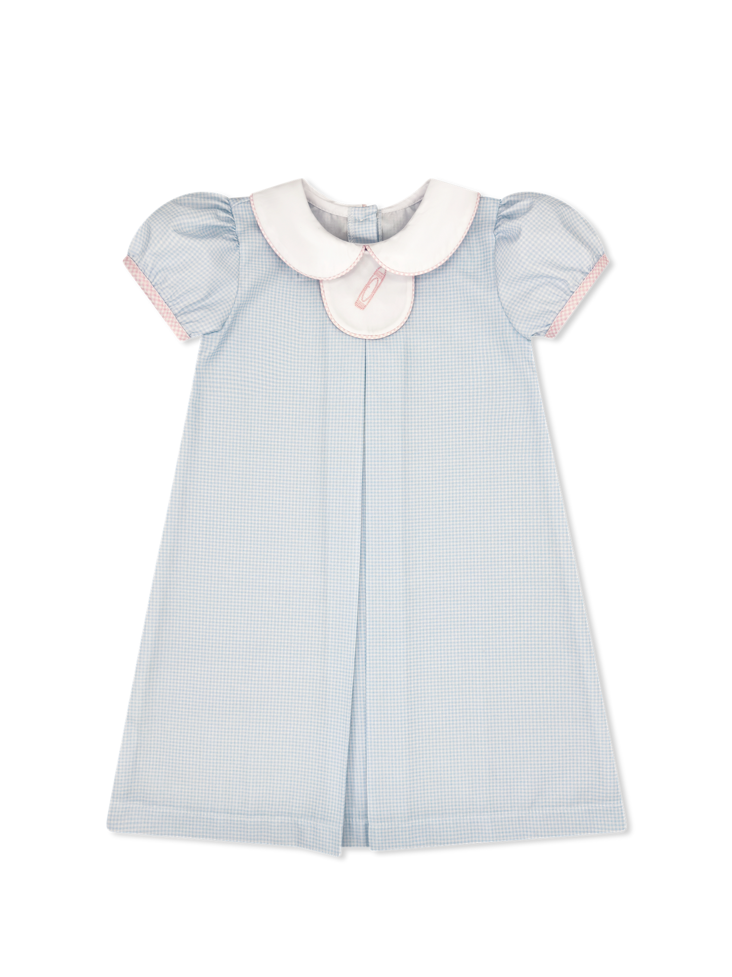 Timeless Tab Dress - Baby Blue Minigingham