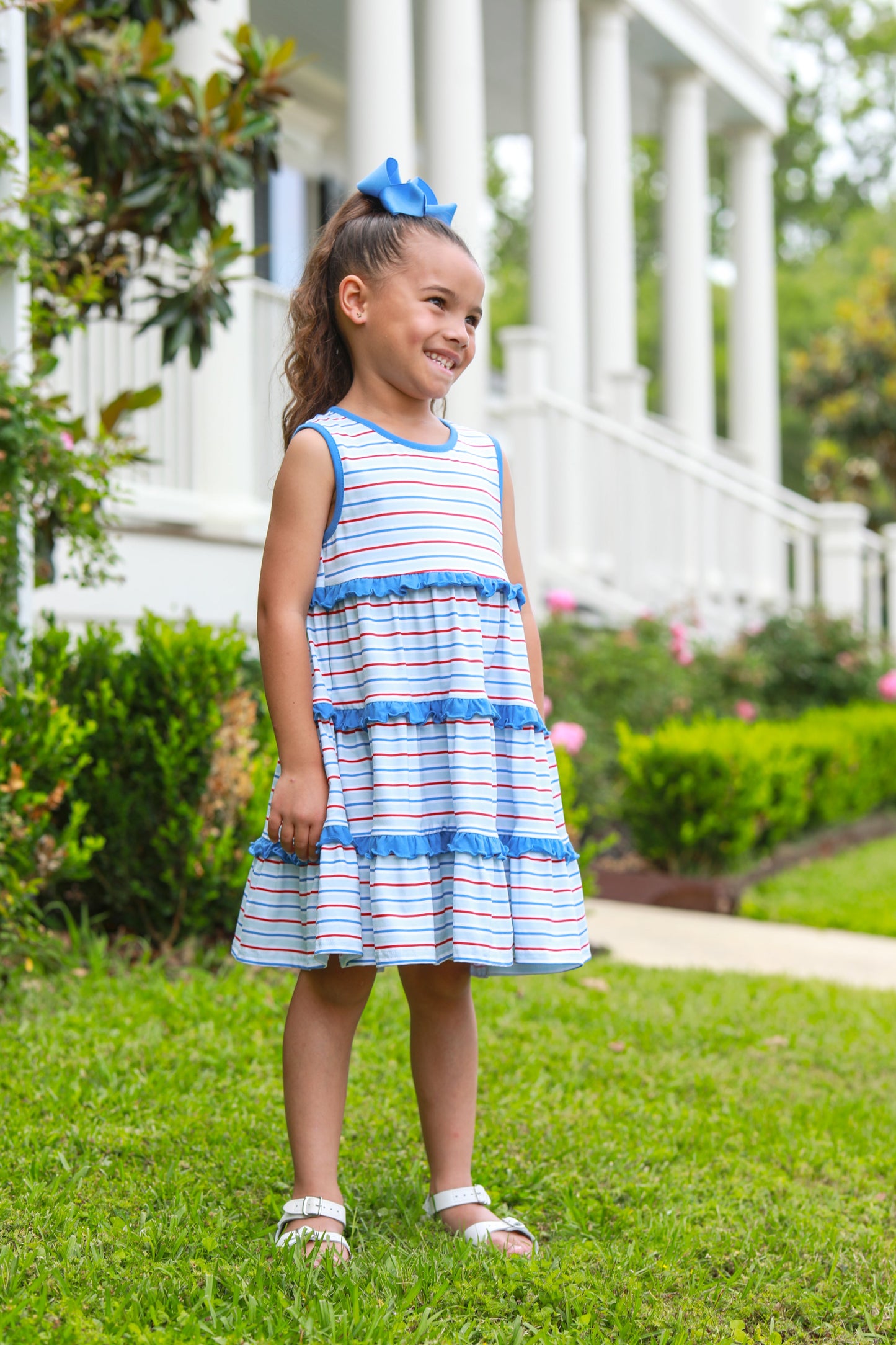 Tinsley Twirl Dress - Patriotic Stripe