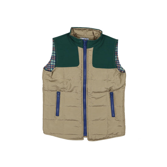 Khaki & Green Plaid Vest