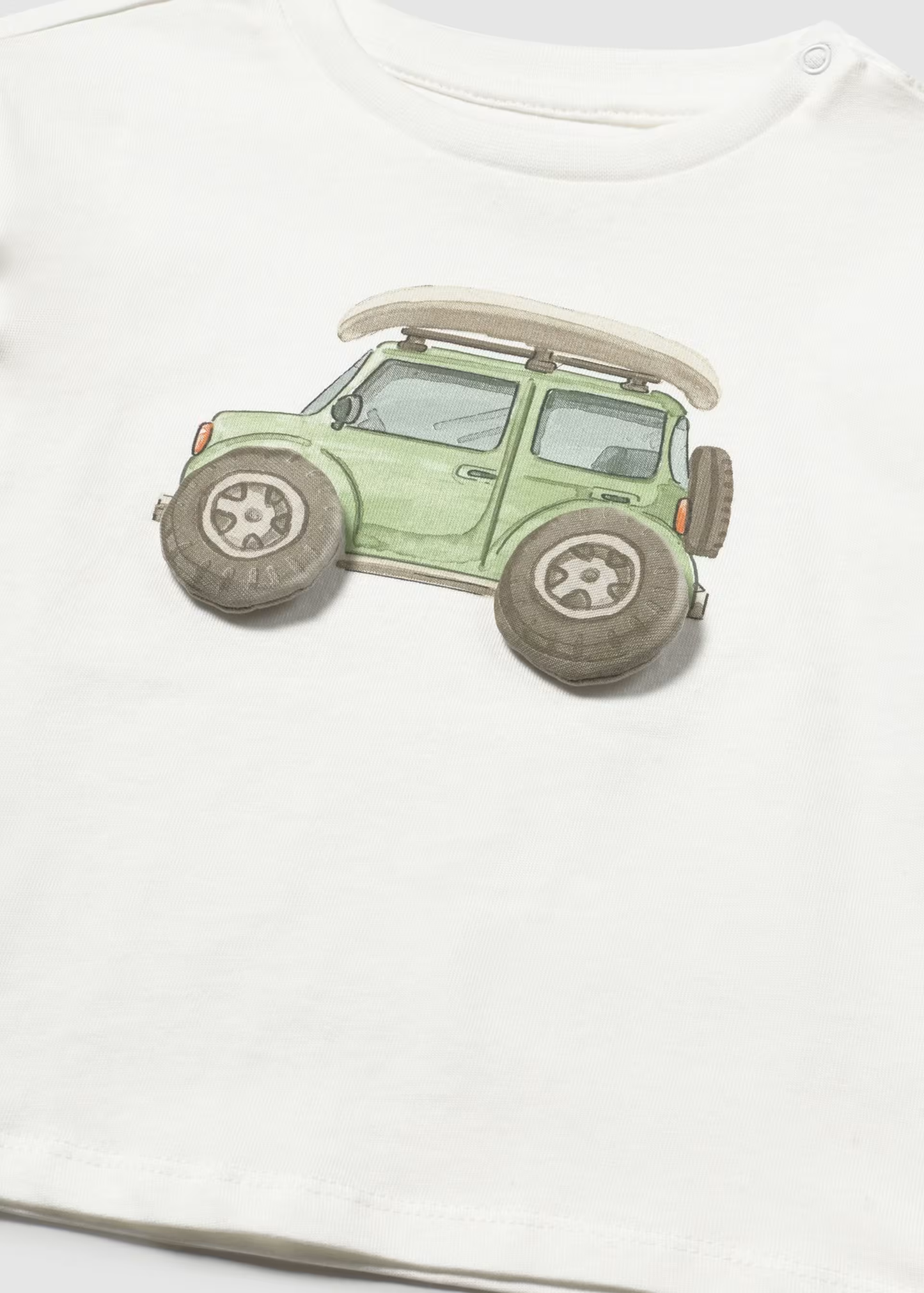 Baby Applique T-shirt - Cream Car Print
