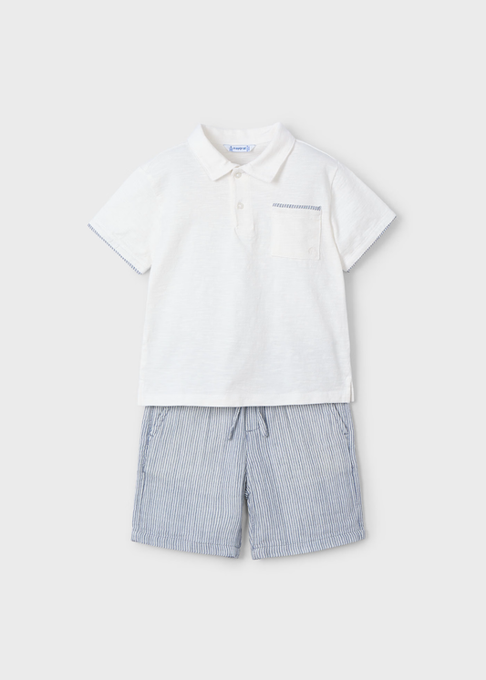 Boy Shorts and Polo Shirt Set - Blue